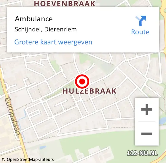 Locatie op kaart van de 112 melding: Ambulance Schijndel, Dierenriem op 16 januari 2019 14:46