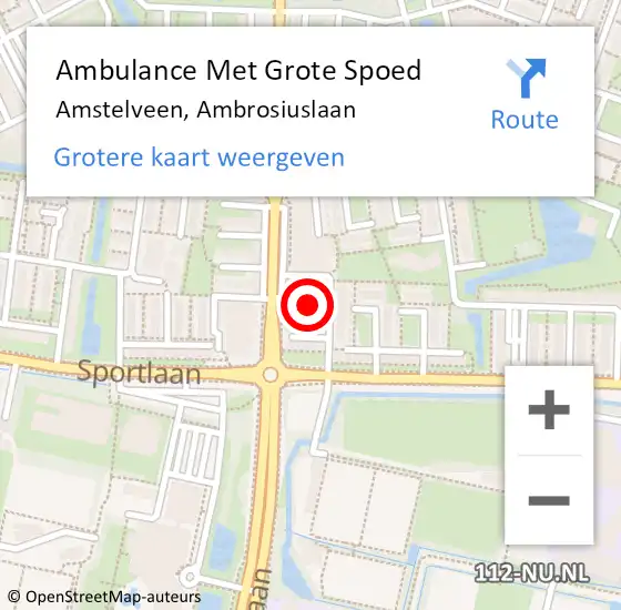 Locatie op kaart van de 112 melding: Ambulance Met Grote Spoed Naar Amstelveen, Ambrosiuslaan op 16 januari 2019 15:49