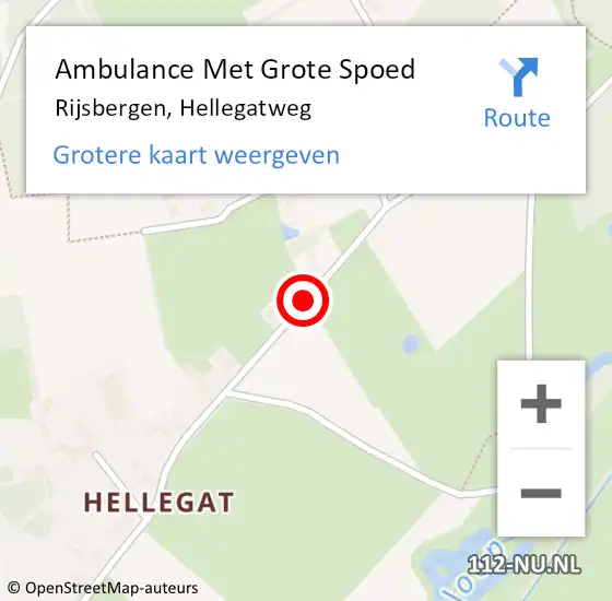 Locatie op kaart van de 112 melding: Ambulance Met Grote Spoed Naar Rijsbergen, Hellegatweg op 16 januari 2019 17:40