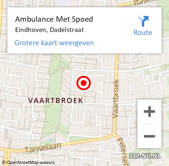 Locatie op kaart van de 112 melding: Ambulance Met Spoed Naar Eindhoven, Dadelstraat op 16 januari 2019 18:05