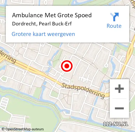 Locatie op kaart van de 112 melding: Ambulance Met Grote Spoed Naar Dordrecht, Pearl Buck-Erf op 16 januari 2019 18:38
