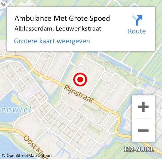 Locatie op kaart van de 112 melding: Ambulance Met Grote Spoed Naar Alblasserdam, Leeuwerikstraat op 16 januari 2019 20:00