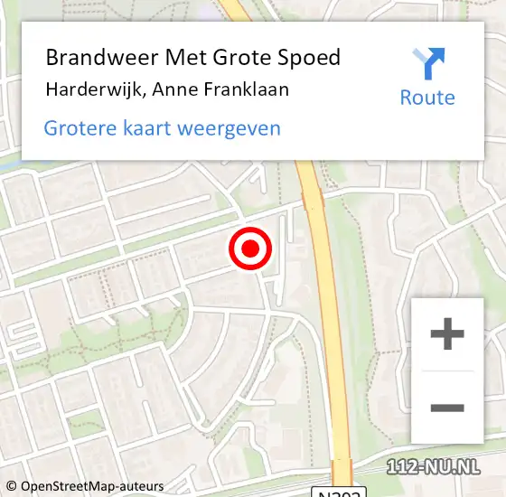 Locatie op kaart van de 112 melding: Brandweer Met Grote Spoed Naar Harderwijk, Anne Franklaan op 20 maart 2014 18:14