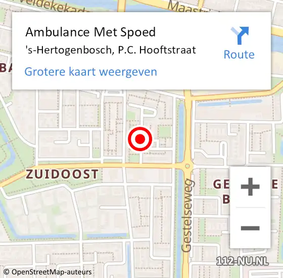 Locatie op kaart van de 112 melding: Ambulance Met Spoed Naar 's-Hertogenbosch, P.C. Hooftstraat op 17 januari 2019 02:40