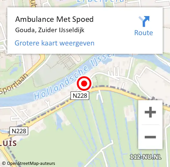 Locatie op kaart van de 112 melding: Ambulance Met Spoed Naar Gouda, Zuider IJsseldijk op 17 januari 2019 03:02
