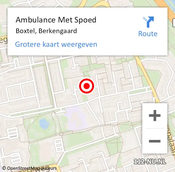 Locatie op kaart van de 112 melding: Ambulance Met Spoed Naar Boxtel, Berkengaard op 17 januari 2019 07:02