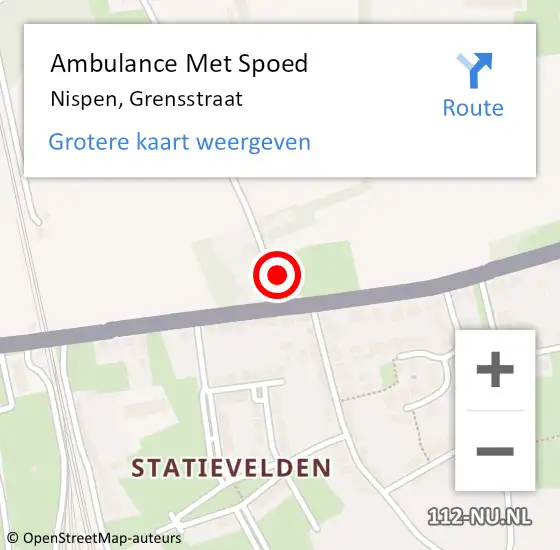 Locatie op kaart van de 112 melding: Ambulance Met Spoed Naar Nispen, Grensstraat op 17 januari 2019 09:13