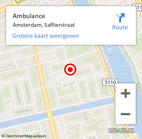 Locatie op kaart van de 112 melding: Ambulance Amsterdam, Saffierstraat op 17 januari 2019 09:49