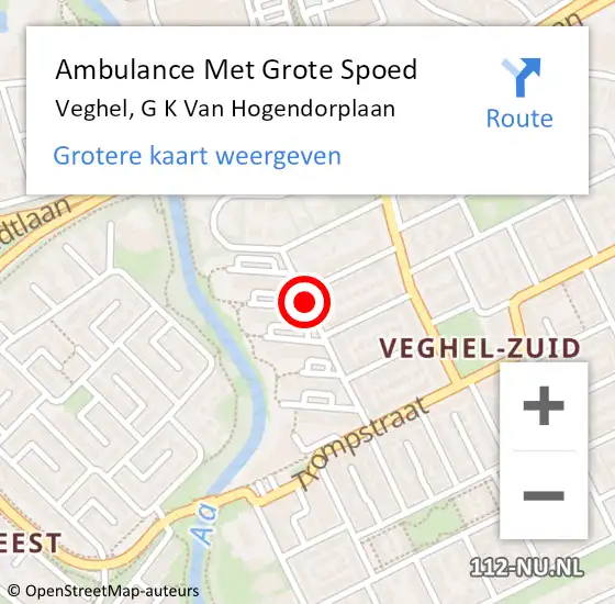 Locatie op kaart van de 112 melding: Ambulance Met Grote Spoed Naar Veghel, G K Van Hogendorplaan op 17 januari 2019 09:49