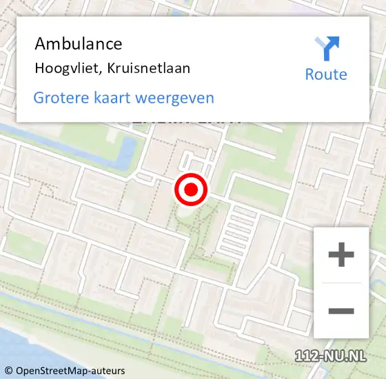 Locatie op kaart van de 112 melding: Ambulance Hoogvliet, Kruisnetlaan op 17 januari 2019 10:47