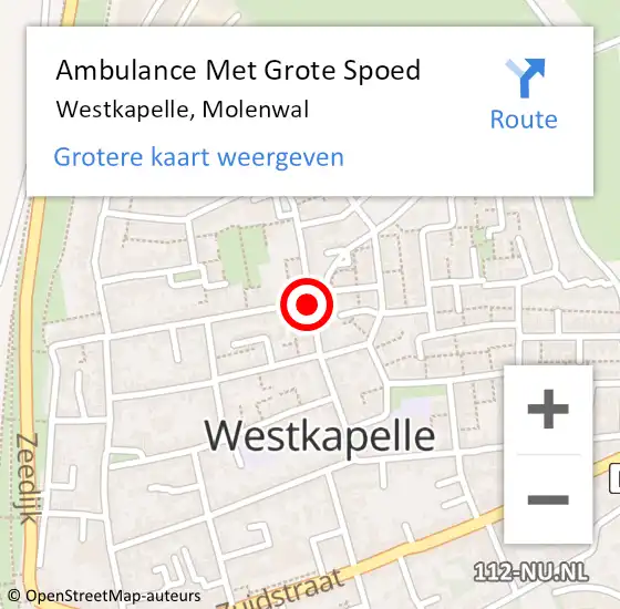 Locatie op kaart van de 112 melding: Ambulance Met Grote Spoed Naar Westkapelle, Molenwal op 17 januari 2019 11:53