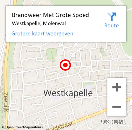 Locatie op kaart van de 112 melding: Brandweer Met Grote Spoed Naar Westkapelle, Molenwal op 17 januari 2019 11:57