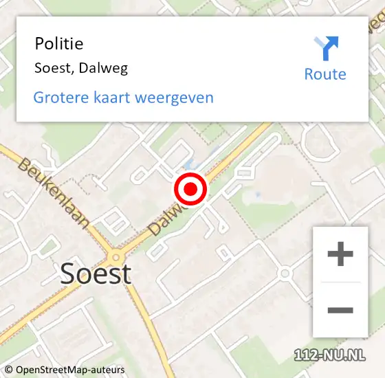 Locatie op kaart van de 112 melding: Politie Soest, Dalweg op 17 januari 2019 14:17