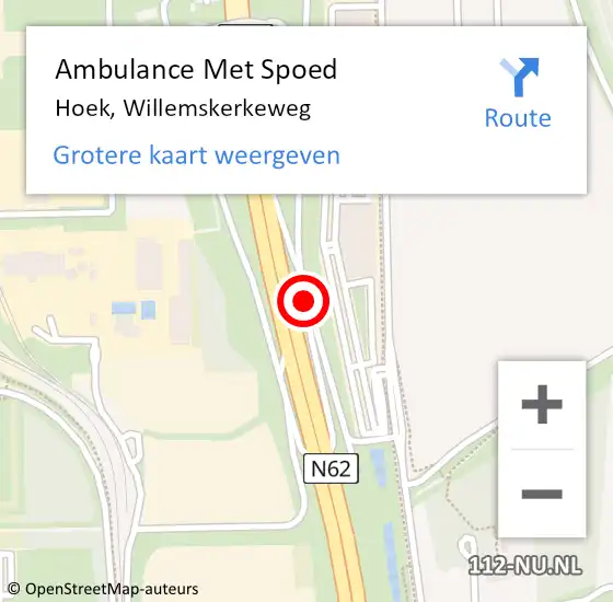 Locatie op kaart van de 112 melding: Ambulance Met Spoed Naar Hoek, Willemskerkeweg op 17 januari 2019 14:35