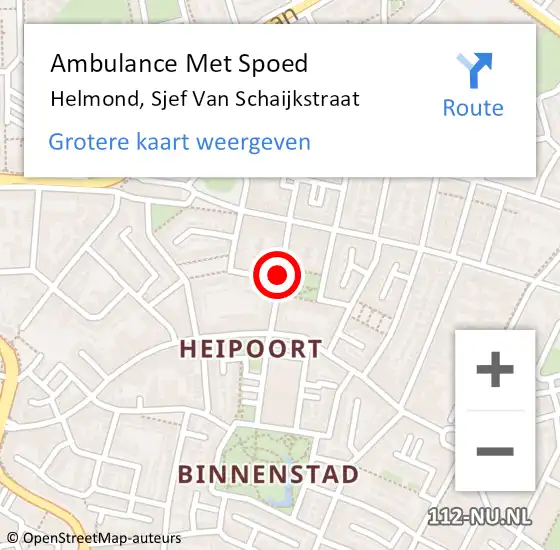 Locatie op kaart van de 112 melding: Ambulance Met Spoed Naar Helmond, Sjef Van Schaijkstraat op 17 januari 2019 18:20