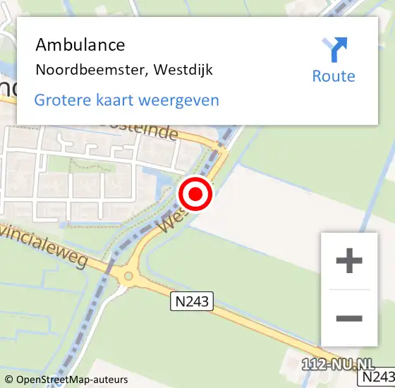 Locatie op kaart van de 112 melding: Ambulance Noordbeemster, Westdijk op 17 januari 2019 18:30