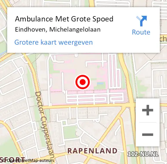 Locatie op kaart van de 112 melding: Ambulance Met Grote Spoed Naar Eindhoven, Michelangelolaan op 18 januari 2019 02:35