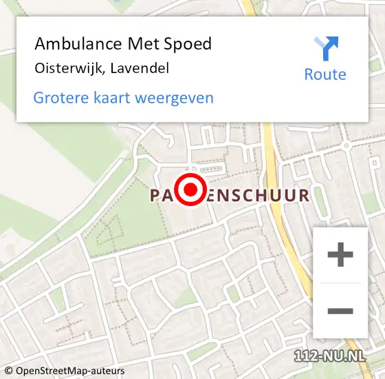 Locatie op kaart van de 112 melding: Ambulance Met Spoed Naar Oisterwijk, Lavendel op 18 januari 2019 08:45