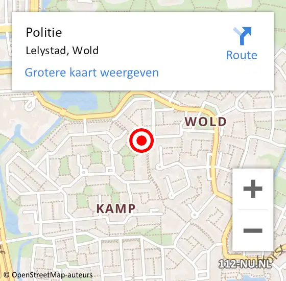 Locatie op kaart van de 112 melding: Politie Lelystad, Wold op 18 januari 2019 08:50