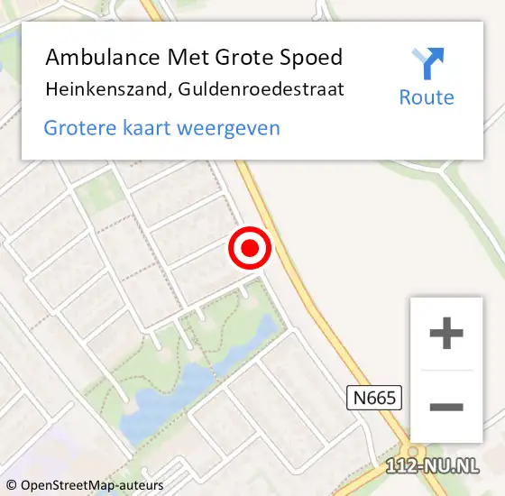 Locatie op kaart van de 112 melding: Ambulance Met Grote Spoed Naar Heinkenszand, Guldenroedestraat op 18 januari 2019 10:15