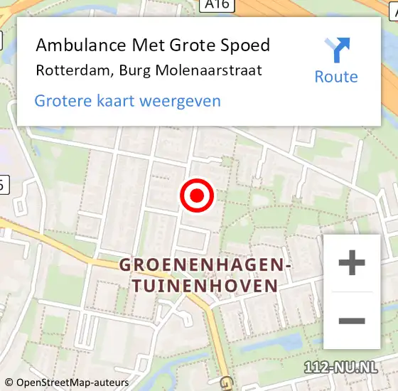Locatie op kaart van de 112 melding: Ambulance Met Grote Spoed Naar Rotterdam, Burg Molenaarstraat op 18 januari 2019 11:15