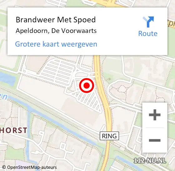 Locatie op kaart van de 112 melding: Brandweer Met Spoed Naar Apeldoorn, De Voorwaarts op 18 januari 2019 12:29