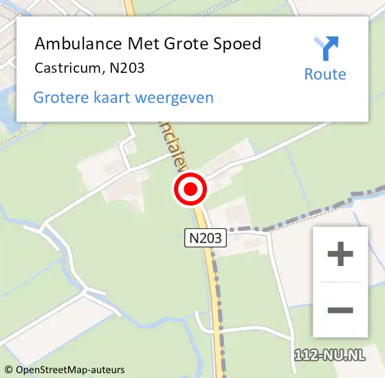 Locatie op kaart van de 112 melding: Ambulance Met Grote Spoed Naar Castricum, N203 op 18 januari 2019 13:08