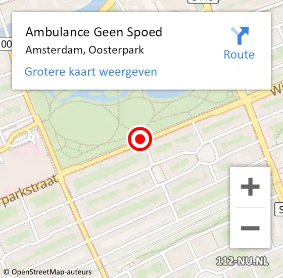 Locatie op kaart van de 112 melding: Ambulance Geen Spoed Naar Amsterdam, Oosterpark op 18 januari 2019 13:11