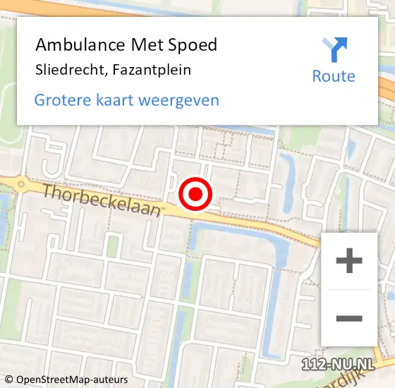 Locatie op kaart van de 112 melding: Ambulance Met Spoed Naar Sliedrecht, Fazantplein op 18 januari 2019 15:24