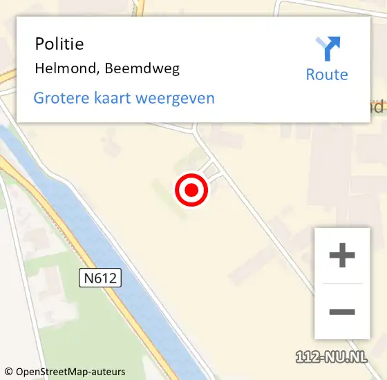 Locatie op kaart van de 112 melding: Politie Helmond, Beemdweg op 18 januari 2019 15:38