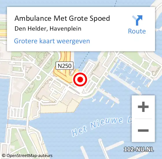 Locatie op kaart van de 112 melding: Ambulance Met Grote Spoed Naar Den Helder, Havenplein op 18 januari 2019 16:19