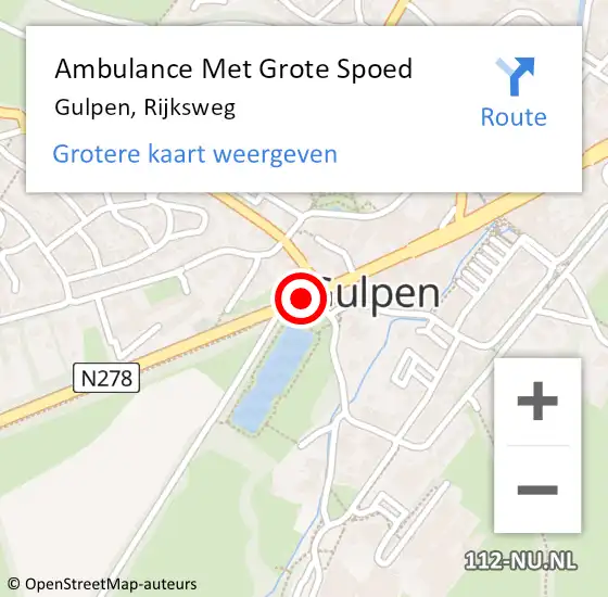 Locatie op kaart van de 112 melding: Ambulance Met Grote Spoed Naar Gulpen, Rijksweg op 18 januari 2019 17:38