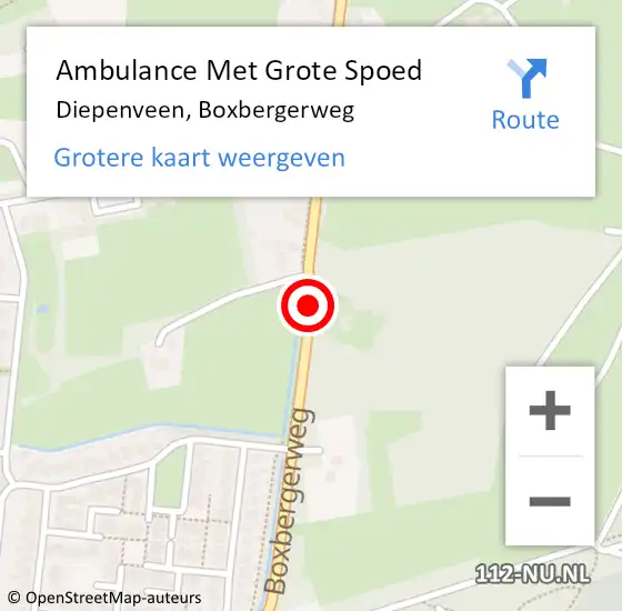 Locatie op kaart van de 112 melding: Ambulance Met Grote Spoed Naar Diepenveen, Boxbergerweg op 18 januari 2019 18:54