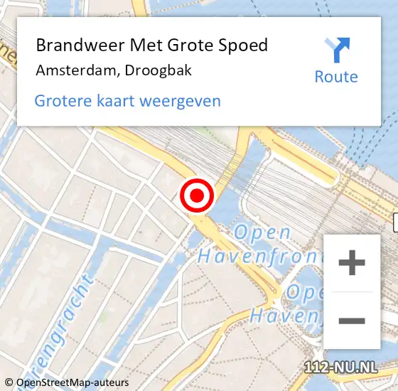 Locatie op kaart van de 112 melding: Brandweer Met Grote Spoed Naar Amsterdam, Droogbak op 18 januari 2019 19:08