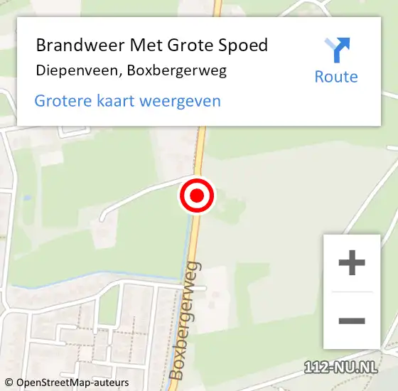 Locatie op kaart van de 112 melding: Brandweer Met Grote Spoed Naar Diepenveen, Boxbergerweg op 18 januari 2019 19:23
