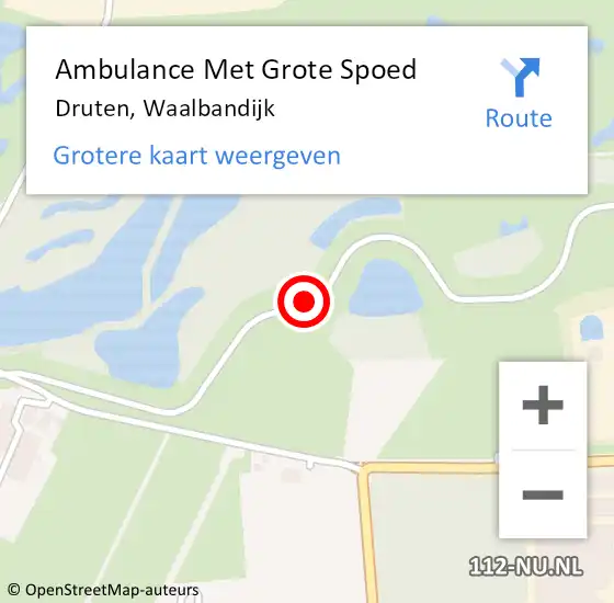 Locatie op kaart van de 112 melding: Ambulance Met Grote Spoed Naar Druten, Waalbandijk op 18 januari 2019 19:54