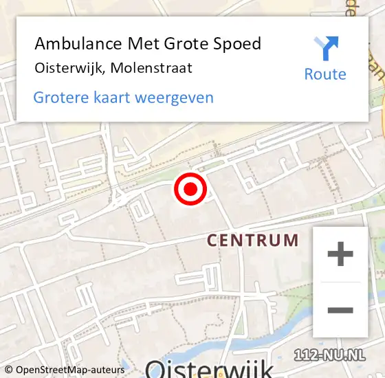 Locatie op kaart van de 112 melding: Ambulance Met Grote Spoed Naar Oisterwijk, Molenstraat op 18 januari 2019 20:21