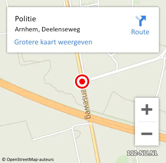Locatie op kaart van de 112 melding: Politie Arnhem, Deelenseweg op 19 januari 2019 00:50