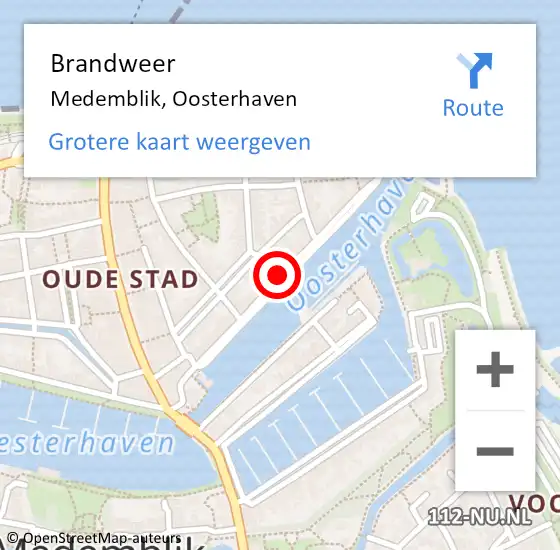 Locatie op kaart van de 112 melding: Brandweer Medemblik, Oosterhaven op 19 januari 2019 03:20