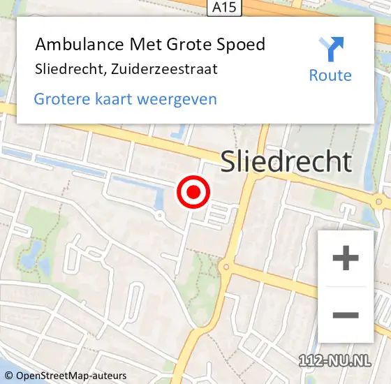 Locatie op kaart van de 112 melding: Ambulance Met Grote Spoed Naar Sliedrecht, Zuiderzeestraat op 19 januari 2019 04:28