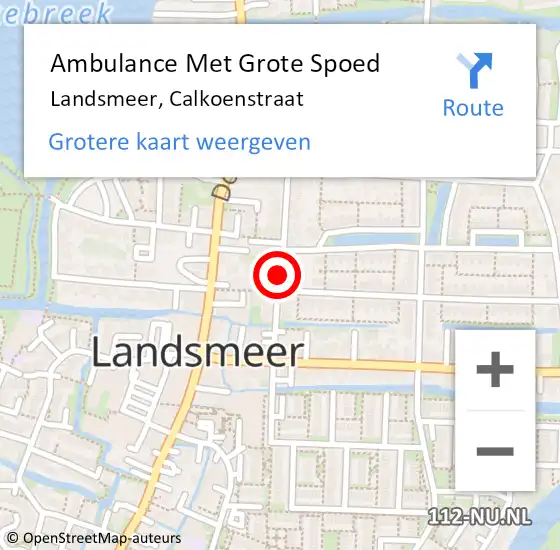 Locatie op kaart van de 112 melding: Ambulance Met Grote Spoed Naar Landsmeer, Calkoenstraat op 19 januari 2019 13:08