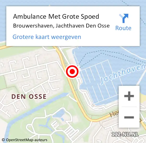 Locatie op kaart van de 112 melding: Ambulance Met Grote Spoed Naar Brouwershaven, Jachthaven Den Osse op 19 januari 2019 15:27