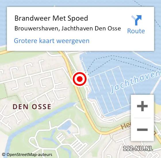 Locatie op kaart van de 112 melding: Brandweer Met Spoed Naar Brouwershaven, Jachthaven Den Osse op 19 januari 2019 15:29