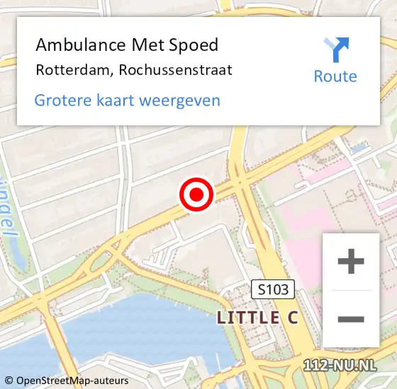 Locatie op kaart van de 112 melding: Ambulance Met Spoed Naar Rotterdam, Rochussenstraat op 19 januari 2019 18:19