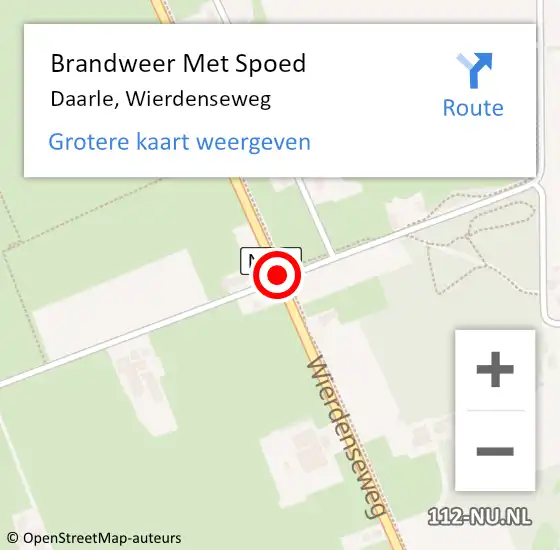 Locatie op kaart van de 112 melding: Brandweer Met Spoed Naar Daarle, Wierdenseweg op 19 januari 2019 19:01