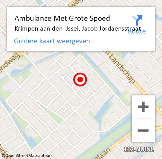 Locatie op kaart van de 112 melding: Ambulance Met Grote Spoed Naar Krimpen aan den IJssel, Jacob Jordaensstraat op 19 januari 2019 20:22