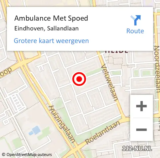 Locatie op kaart van de 112 melding: Ambulance Met Spoed Naar Eindhoven, Sallandlaan op 19 januari 2019 20:58