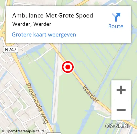 Locatie op kaart van de 112 melding: Ambulance Met Grote Spoed Naar Warder, Warder op 19 januari 2019 21:23