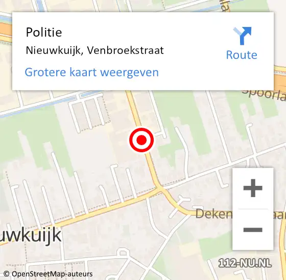 Locatie op kaart van de 112 melding: Politie Nieuwkuijk, Venbroekstraat op 20 januari 2019 02:22