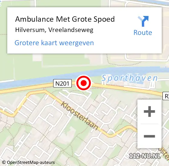 Locatie op kaart van de 112 melding: Ambulance Met Grote Spoed Naar Hilversum, Vreelandseweg op 20 januari 2019 10:00